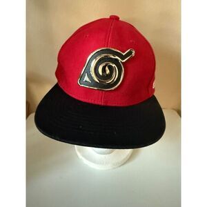 Naruto Red & Black Baseball Cap Hidden Leaf Village Logo Anime Cosplay Accessory
